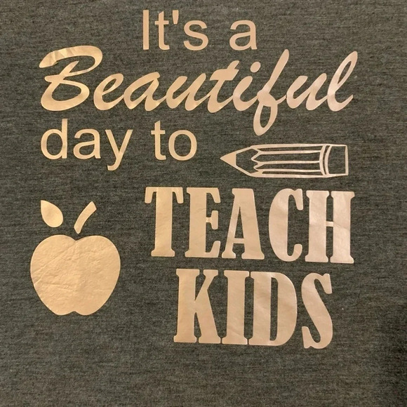 Teacher graphic Tshirt, S. O. Size large. Gray with rose gold print - Picture 2 of 5